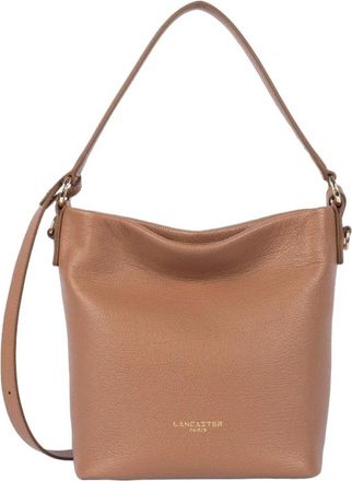 Lancaster Zipped Bucket Bag M Dune - Dames - Tassen - Bruin - Maat: ONE Size Leer