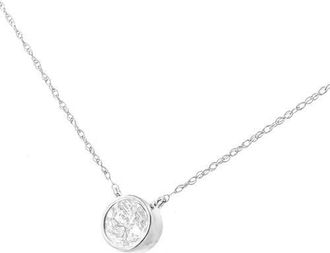 House of Brilliance AGS Certified 10K White Gold 1/5 Cttw Bezel Set Diamond Solitaire Pendant Necklace at Nordstrom
