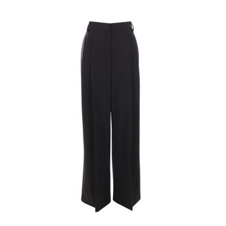 Brunello Cucinelli Black Wool Stretch Palazzo Trousers - female - Brunello Cucinelli - Wide Trousers - Black - S - Trousers
