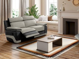 Vente-Unique Divano 3 posti relax in microfibra Grigio e antracite - TALCA