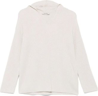 Max Mara Maglione a coste con cappuccio - Toni neutri