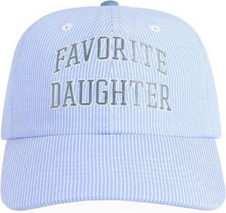 Favorite Daughter Stripe Logo Cotton Baseball Cap in Blue/White Stripe at Nordstrom