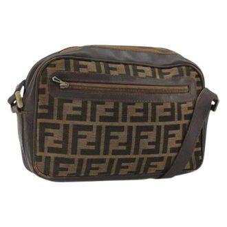 Fendi Pre-owned Cross Body Bags, female, Brown, Size: ONE SIZE Pre-owned Zucca Canvas Shoulder Bag