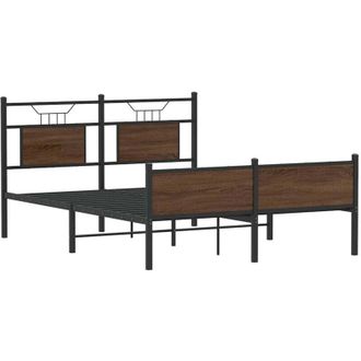 vidaXL Estructura De Cama Sin Colch&oacute;n Madera Marr&oacute;n Roble 140x190 Cm Vidaxl