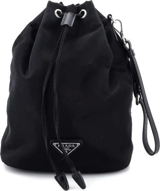 Prada Drawstring Wristlet Tessuto Small bucket bag - Zwart