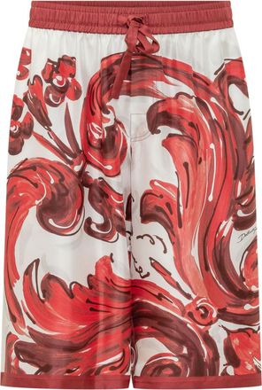 Dolce & Gabbana Red Abstract Shorts