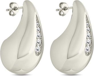 Sterling Forever Cz Callie Teardrop Polished Earrings