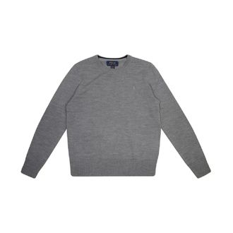 Polo Ralph Lauren Round-neck Knitwear, male, Gray, Size: S Textured Cotton Crewneck Sweater