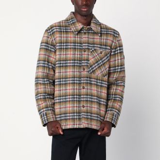 Burberry Giacca camicia beige motivo Check in lana