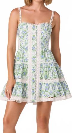 Astr Skye Lace Mini Dress In Blue Green Floral