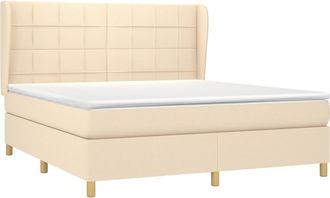 vidaXL Vidaxl - Cama Box Spring Con Colch&oacute;n Tela Color Crema 160x200 Cm