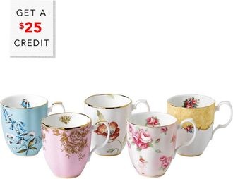 Royal Albert 100 Years 5Pc Mug Set With $25 Credit