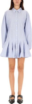 Ganni Kleedjes, Dames, Blauw, L, Katoen, Gestreepte Mini-trui jurk