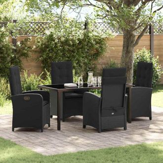 vidaXL Vidaxl - Conjunto De Comedor De Jard&iacute;n 5 Pcs Negro Rat&aacute;n Sint&eacute;tico