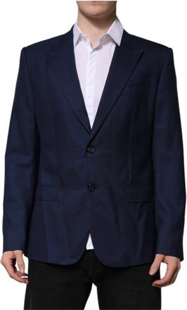 Dolce & Gabbana Blauwe Wol Slim Fit Blazer Jas - Heren - Blazers - Blauw - 2XL - Wol - Jassen