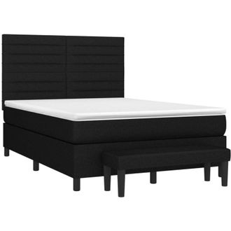 vidaXL Vidaxl - Cama Box Spring Con Colch&oacute;n Tela Negro 140x200 Cm