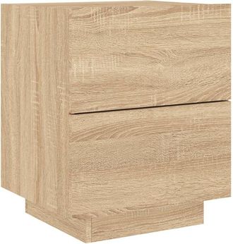 vidaXL Vidaxl - Mesita de noche con luces led madera de ingeniería roble Sonoma