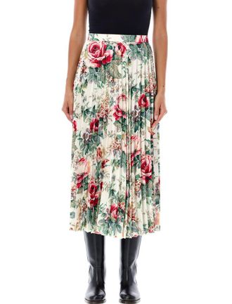 Junya Watanabe Floral Pleated Midi Skirt