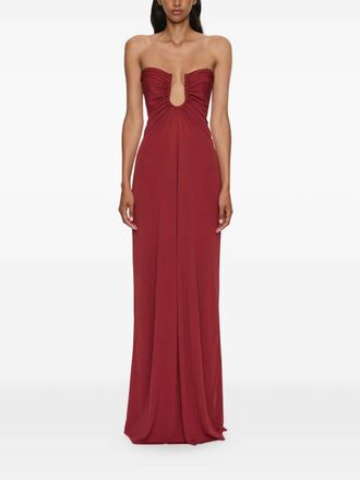 CHRISTOPHER ESBER Arced Palm strapless dress - women - Viscose/Zinc Alloy - 10 - Red