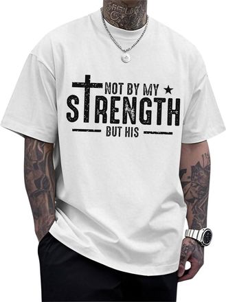 Generic Christian T-Shirts for Men Cotton Tees Religious Cross Printed T-Shirts Short Sleeve Tops Oversized Party Vacation White 3XL