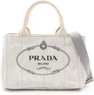 Prada Gray Denim Handbag Tote Bag (Pre-Owned)