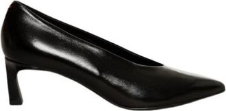 Halmanera Zwarte leren Decollet&egrave; schoenen - Dames - Pumps - Zwart - 37 EU - Leer - Schoenen