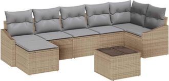 vidaXL Garden Sofa Set 8 pcs Beige and Light Grey Poly Rattan vidaXL