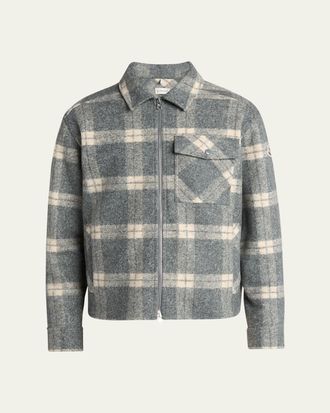 Moncler Mens Tartan Full-Zip Shirt Jacket