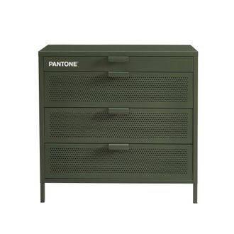 Pantone C&oacute;moda de metal con 4 cajones verde oliva 80 cm