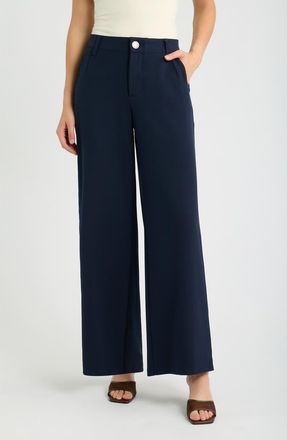 Wit & Wisdom Whitney Skyrise Flat Front Wide Leg Pants in Ultra Navy at Nordstrom, Size 14