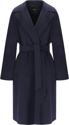 Max Mara Civada Belted Coat - Dames - Jas met riem - Blauw - M - Wol - Jassen