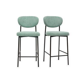Miliboo Taburetes De Bar Fijos De Terciopelo Texturizado Celad&oacute;n H65 Cm (juego De 2) Breka