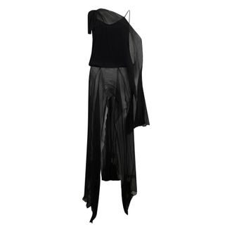 Alberta Ferretti Kleedjes, Dames, Zwart, S, Asymmetrische Elegante Jurk