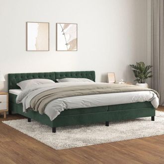 vidaXL Vidaxl - Cama Box Spring Con Colch&oacute;n Terciopelo Verde Oscuro 200x200 Cm