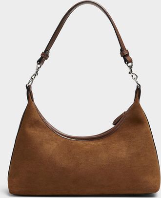 Simons Womens Velvety faux-suede shoulder bag
