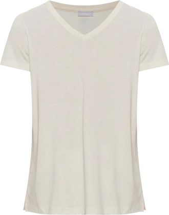 Hanro Tops, Dames, Beige, S, Katoen, S/Slv Shirt