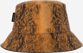 Burberry Womens Bucket Hat Fur Print Brown Cotton