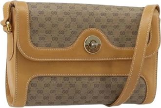 Gucci Pre-owned Vintage Micro Small GG Canvas Schoudertas - Dames - Vintage Schoudertas - Beige - ONE Size - Leer - Vintage