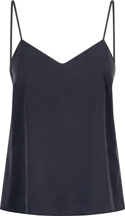 Max Mara Navy Solid V Neck Top