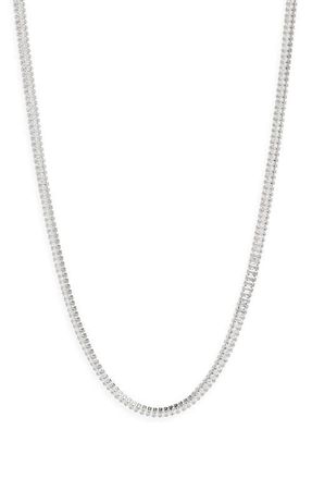 Nordstrom Baguette Cubic Zirconia Tennis Necklace in Clear- Silver at Nordstrom