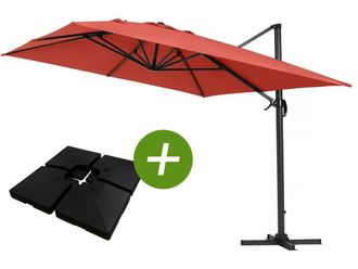 Habitat et Jardin Parasol Lateral De Jard&iacute;n En Aluminio - Sun 4- Rectangular- 3 X 4 M - Rojo - Lastres Incluido