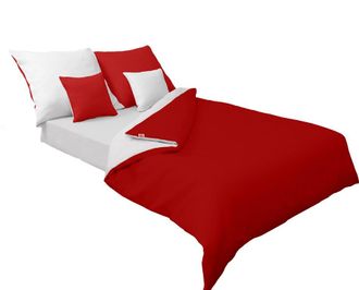 OEM Ropa De Cama Raso Doble Cara 160x200 +2x70x80 Blanco/rojo Matex