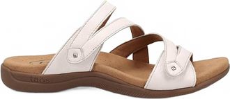 Taos Womens Double U Leather Strap Sandals In White