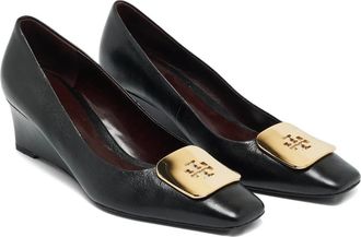 Tory Burch Georgia leather wedge pumps - Black