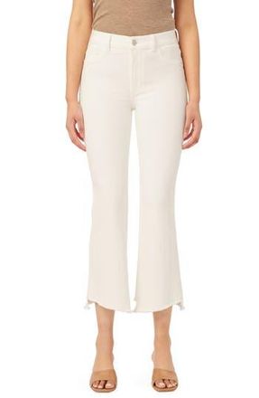 DL1961 Bridget Instasculpt High Waist Asymmetric Raw Hem Ankle Bootcut Jeans in Milk Frayed at Nordstrom Rack, Size 33