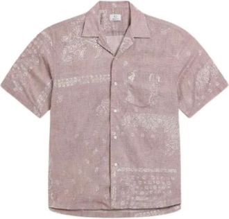 Woolrich Overhemden, Heren, Roze, M, Katoen, Bowling Overhemd met Korte Mouwen