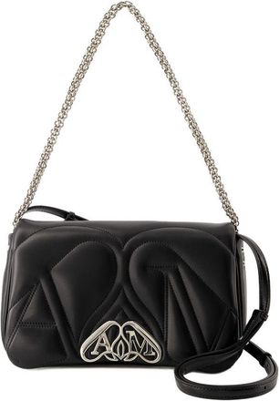Alexander McQueen Womens The Seal Small Bag Leather Black Calfskin Crossbodies