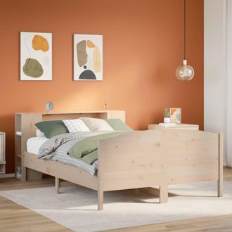 Berkfield Home Bookcase Bed without Mattress 135x190cm Solid Wood Pine in Brown | Size: 135x190 cm