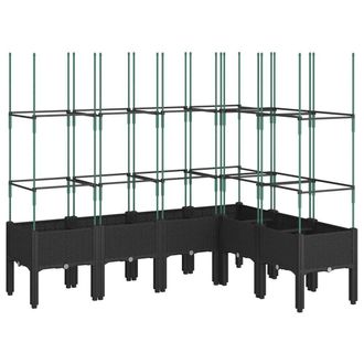 Berkfield Home Garden Planter with Trellis Black 160x120x142.5 cm PP