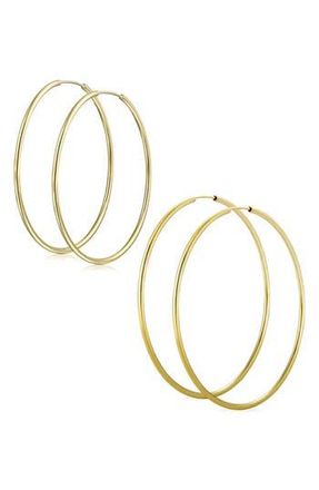 Bling Jewelry Set of 2 Minimalist Hoop Earrings in Gold at Nordstrom Rack